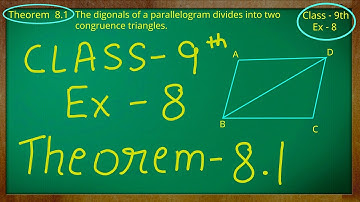 Class - 9th, Mathematics (Quadrilaterals ) Exercise 8, Theorem 8.1