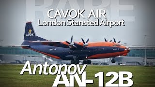 Cavok Air AN-12 Antonov Aeroplane AN12 UR-CJN - London Stansted Airport - 4K Unusual Rare(Cavok Air AN-12 Antonov AN12 