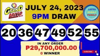 LOTTO RESULT TODAY JULY 24, 2023
