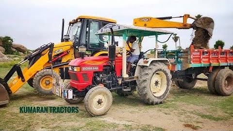 Eicher 548 Range power plus tractor with fully loaded Trolley by JCB 3DX Machine | JCP Video