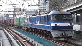 東海道線 上り 高速コンテナ列車 1052レ EF210−107(新)新塗装＋コキ26両  名古屋駅 通過  警笛あり 2025年4月12日(土)撮影