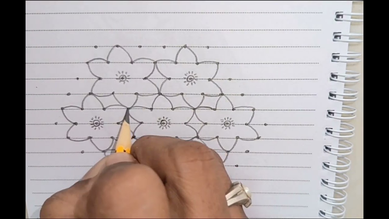 #அழகான சுலபமான பூக்கள் ரங்கோலி#easy beautiful flower rangoli#11-6dots# 