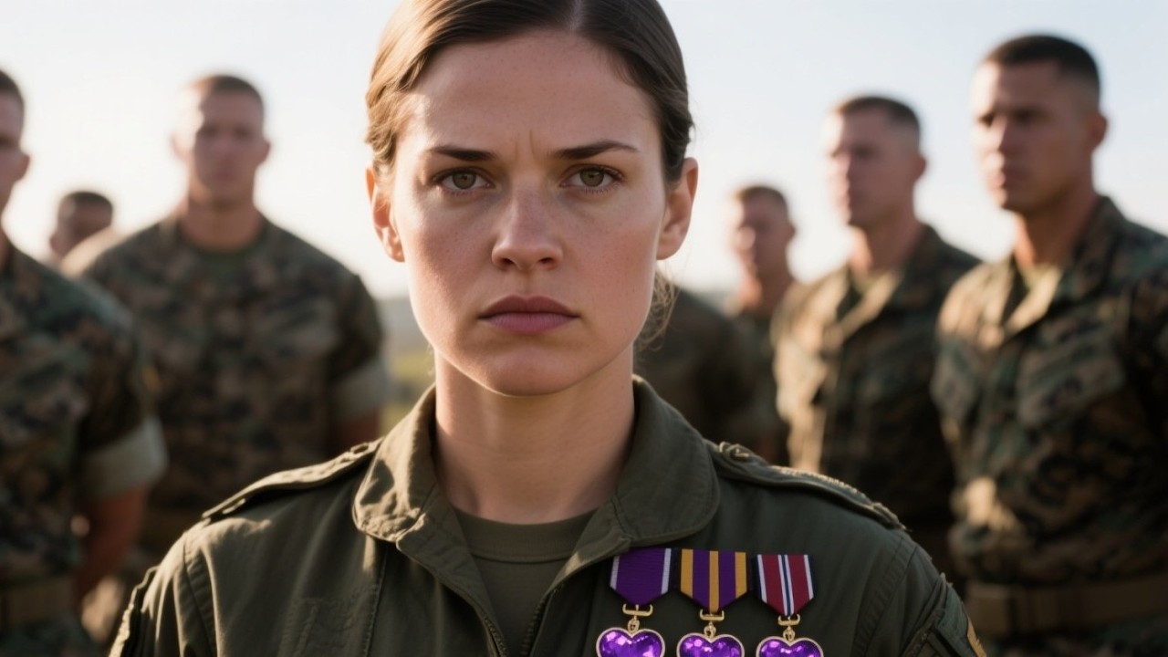 Just Out of Boot Camp Marines Laughed Until They Notced the 10 Purple Hearts Glinting on Her Uniform