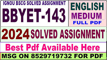 bbyet 143 solved assignment 2024 || bbyet 143 solved assignment 2023-24 in English ||  bbyet143 2024
