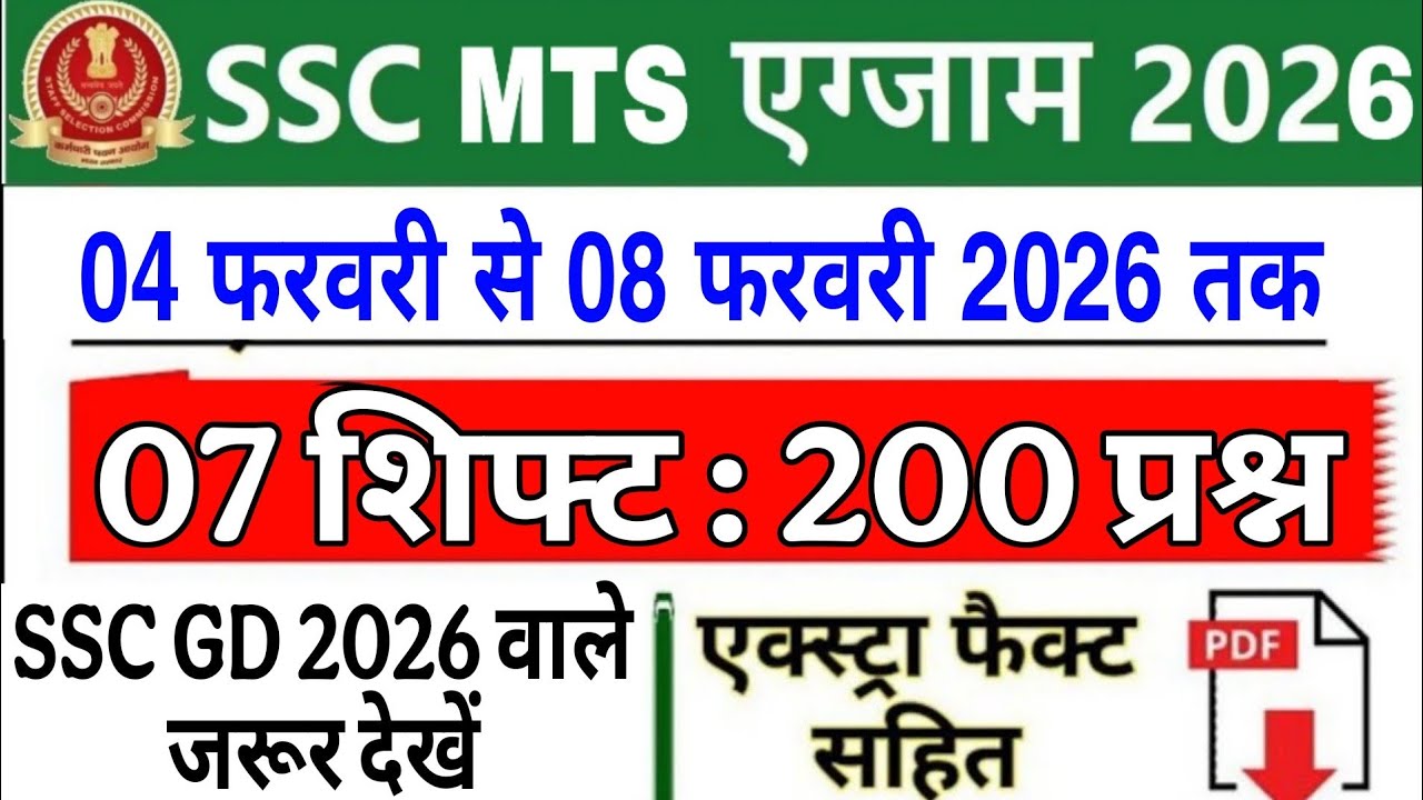 SSC MTS Question Paper 2026 | SSC MTS 2026 All Shift GK GS & English Question |SSC MTS Analysis 2026