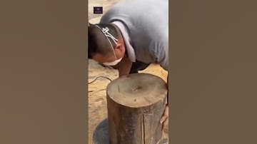 cách mà bác thợ mộc tạo ra bộ bàn ghế trên cùng một khối gỗ | trung đồ gỗ Đăk Lăk #shorts