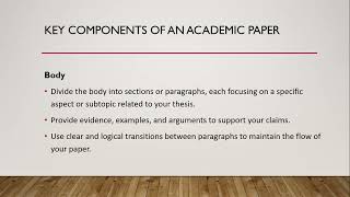 Key Components of Writing an Academic PaperKey Components of an Academic Paper