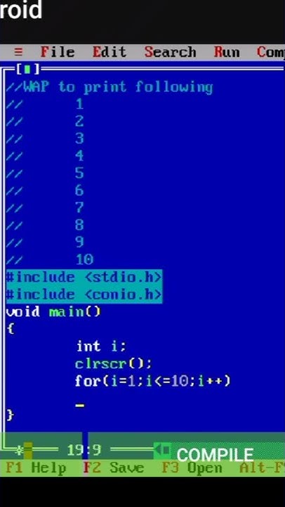 write a program to print 1to 10 using for loop||turbo c||c++ - YouTube