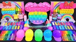 Rainbow Slime Mixing Random Cute, shiny things into slime #ASMR #Satisfying #slimevideos #슬라임