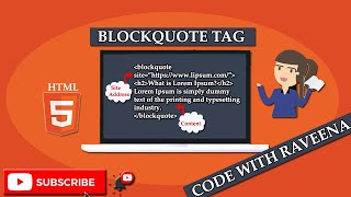 Blockquote Tag in HTML | HTML Tutorial for beginners| Episode 18 | Code With Raveena