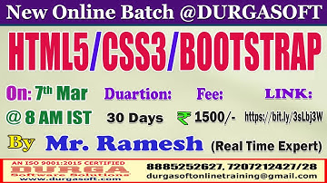 HTML5/CSS3/BOOTSTRAP Online Training @ DURGASOFT