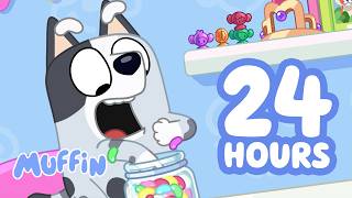 🔴LIVE: 24 HOURS+ Muffin Episodes and Minisodes with Bluey in HD! ✨ 💜 | Muffin - Official Channel