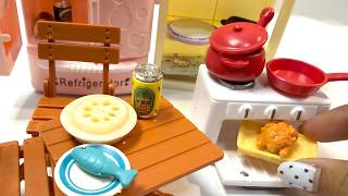 Toy ASMR 💛 Mini Kitchen Unboxing & Set Up | Fridge Restock + Cooking Night Routine | No Talking