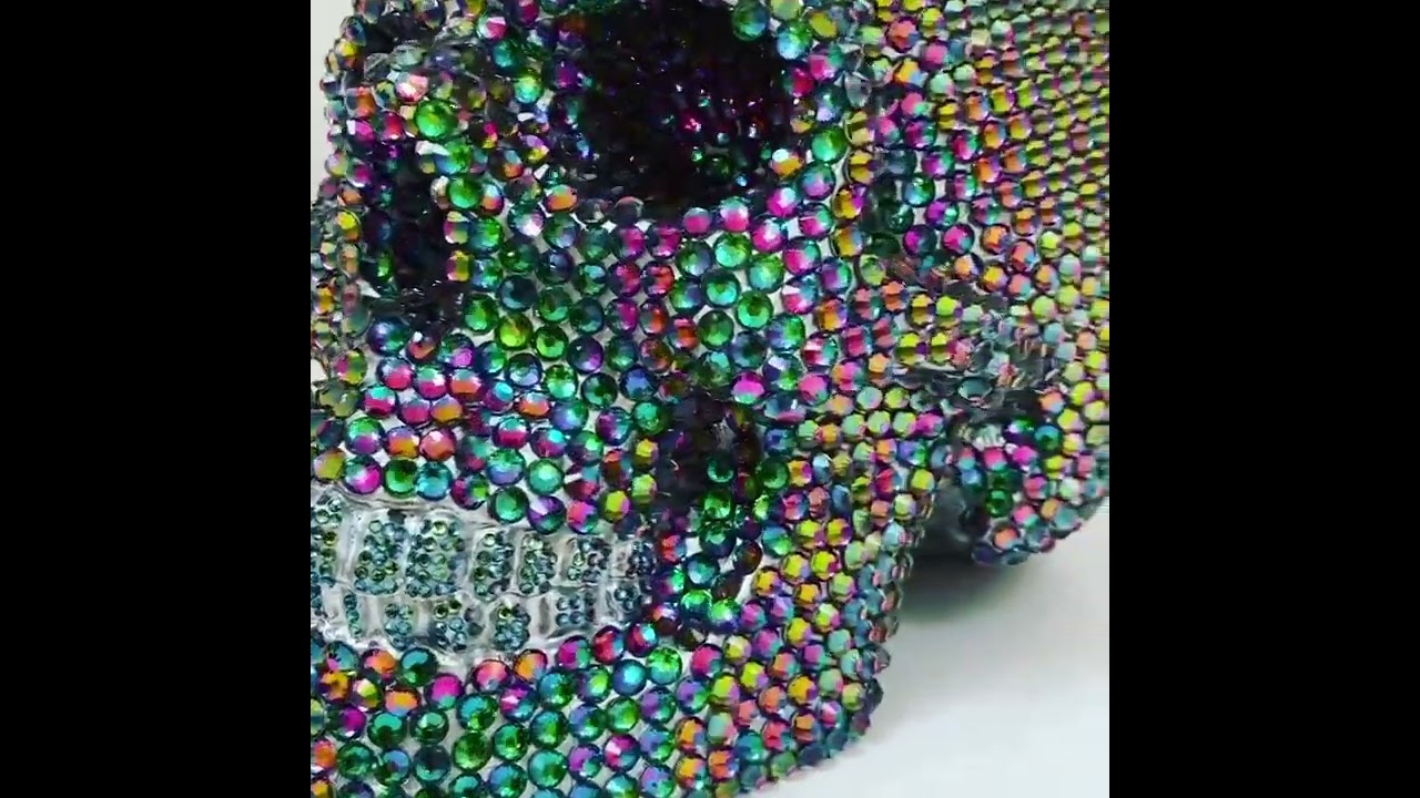 Green Flare Rhinestone Skull - Haus of Skulls