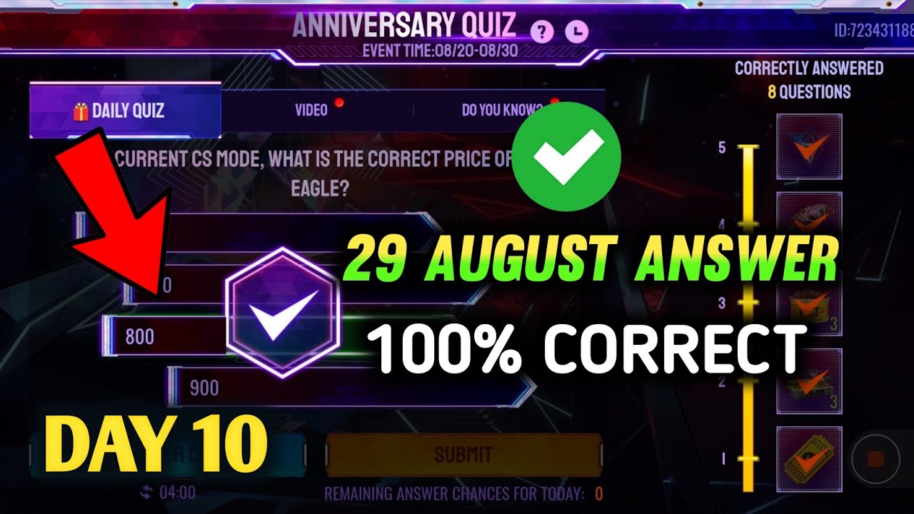 Today Answer freefire| 29 August anniversary quiz answer| annual party answer| aaj ka answer ff