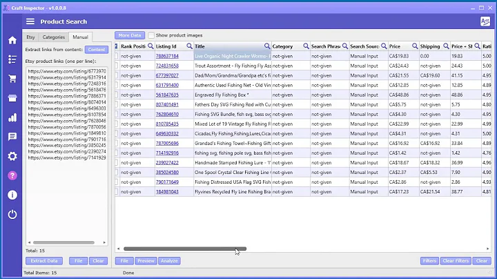 Extracting product data from given Etsy product links - Etsy Product Search Tools