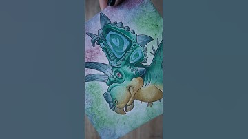 X is for Xenoceratops #dinosaur #watercolor #art #illustration
