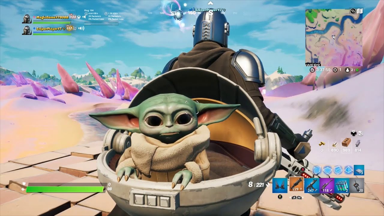 Fortnite Baby Yoda (Grogu) All Animations + Reactions! (Season 5 Tier