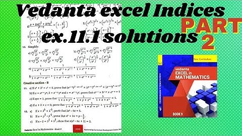 class 9 vedanta excel in mathematics indices solution. ex.11.1 #vetanta #indices #exercise11