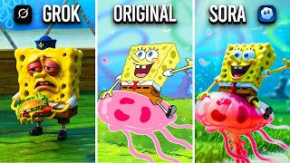 Sora 2 vs Grok Ai Remake iconic SpongeBob scenes. Part 2
