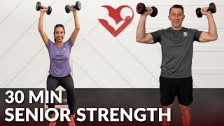 30 Min Strength Training for Seniors Exercise at Home for Over 60 & Elderly  Seated Chair Workout