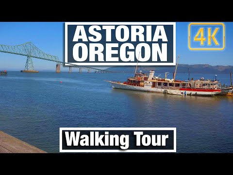 4K City Walks - Walk Astoria Riverwalk Oregon - Virtual Travel Walking Trails for Treadmill Scenery