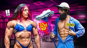 ELITE Powerlifter ANATOLY Use 32kg Mop in a GYM Pretended to be a CLEANER #2