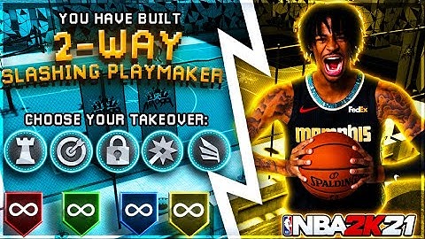 THE NEW 2 WAY SLASHING PLAYMAKER BUILD NBA 2K21! BEST GUARD BUILD CONTACT DUNKS, Speedboost, 85 3pt!