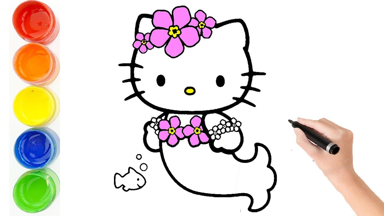 Hello Kitty Mermaid Drawing || How To Draw Hello Kitty Mermaid - YouTube