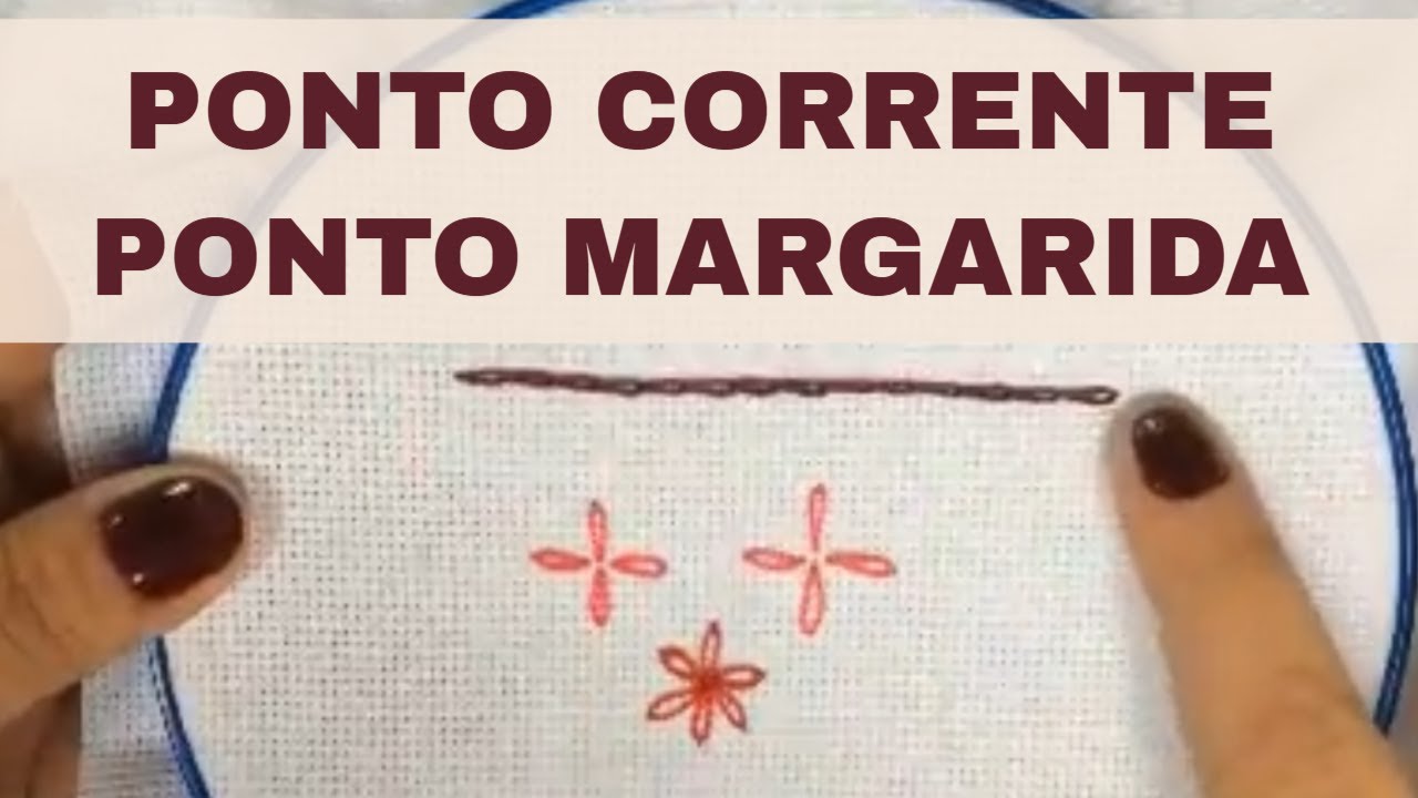 Ponto corrente e ponto margarida bordado à mão 🌹pontos básicos de bordado para iniciantes