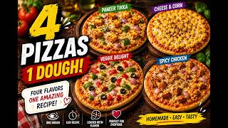 4 Types of Pizza with 1 Homemade Dough 🍕 | Easy Pizza Recipe | Jeet Homemade Foods screenshot 5