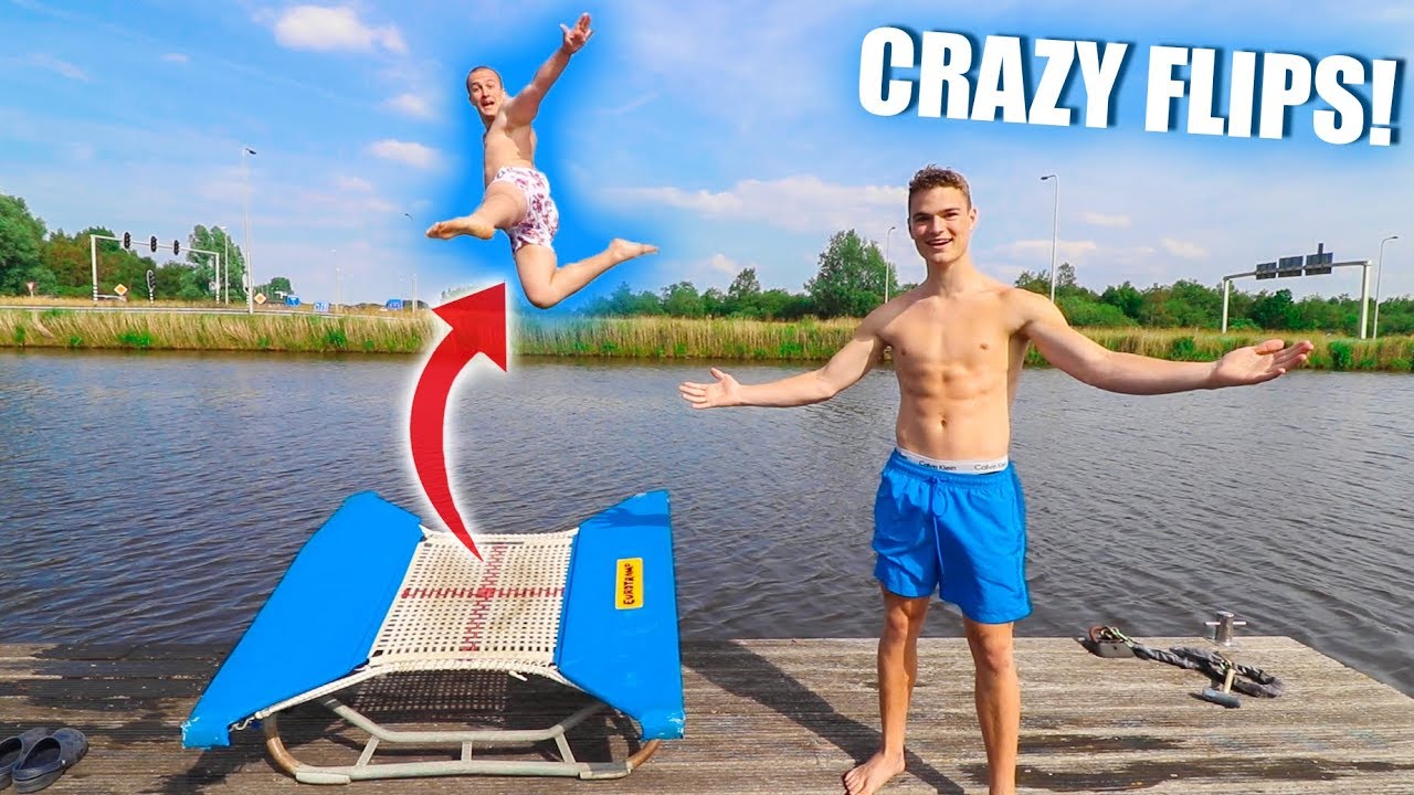 INSANE TRAMPOLINE FLIPS INTO WATER!! YouTube