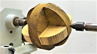 Excellent Woodworking Skills With Great Creative Design By The Carpenter Working On A Wood Lathe