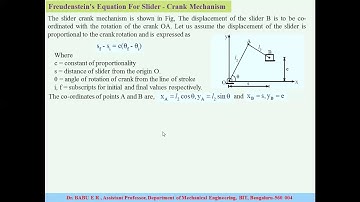 Freudenstrains Equation for Slider Crank Mechanism