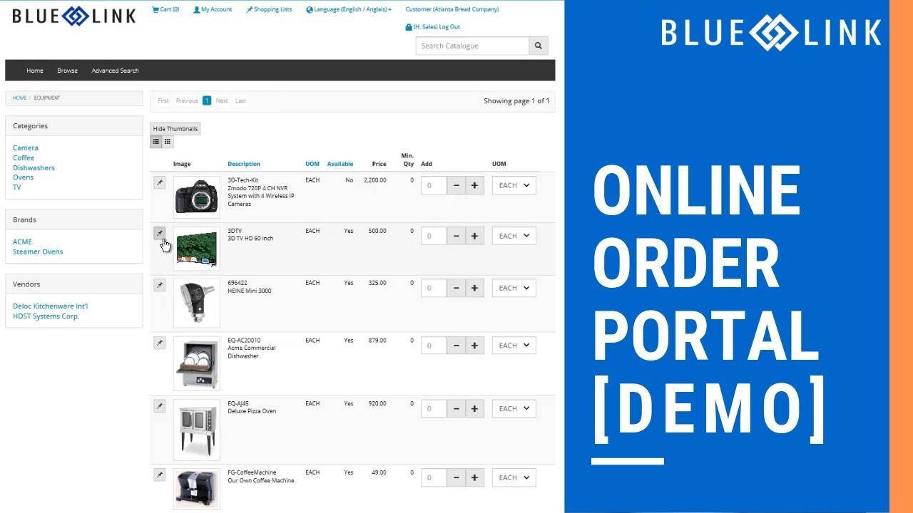 Online Ordering Portal - Blue Link DEMO - YouTube