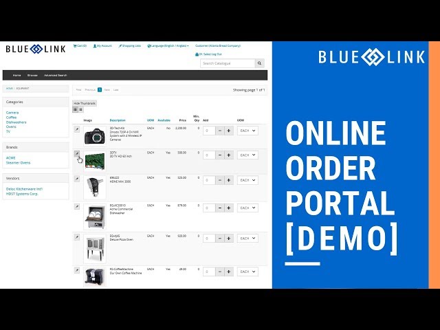 Online Ordering Portal - Blue Link DEMO