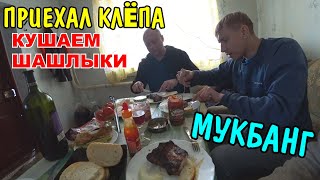 ВЛОГ : ЖАРИМ ШАШЛЫКИ / ПРИЕХАЛ КЛЁПА / МУКБАНГ / КУШАЕМ МЯСО / ОБЕД В ДЕРЕВНЕ / ИВАН НАКОРМИЛ ДРУЗЕЙ