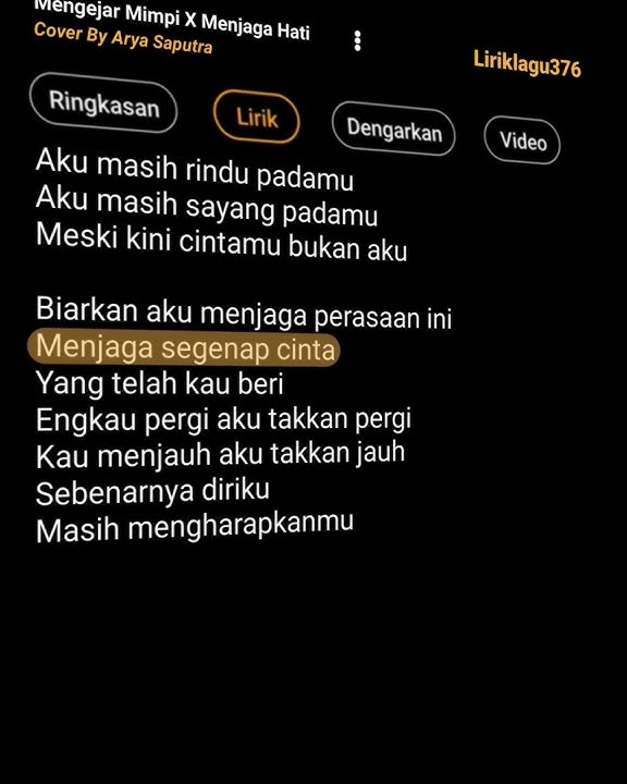 Mengejar Mimpi X Menjaga Hati || Cover By Arya Saputra #liriklagu #lirikvidio #fyp #lirik #lyrics