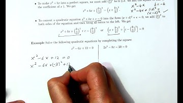 Precalculus Lecture 5, Part 3, Completing The Square