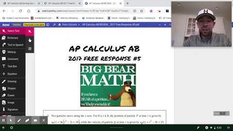 AP Calculus AB REVIEW ~ 2017 Free Response #5