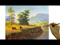Acrylic Landscape Painting in Time-lapse / Early Morning at Cattle Field / JMLisondra