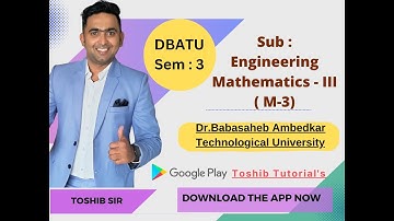 DBATU University Latest News |  Engineering Maths 3 | M3 DBATU University | Toshib Tutorials