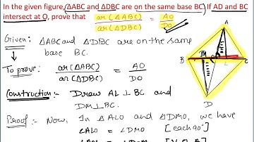 △ABC and △ DBC are on the same base BC. If AD and BC intersect at O #class10 #triangle #maths