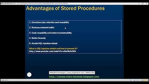 Part 21 Advantages of stored procedures