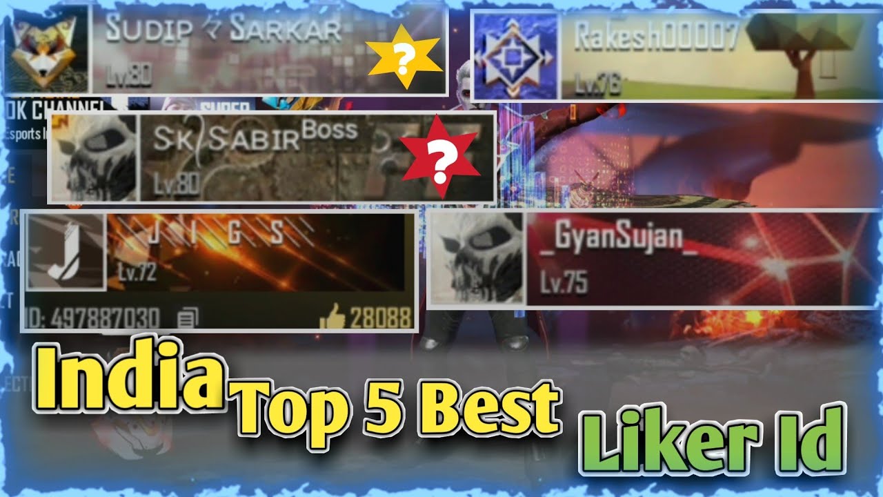 Most Top 5 Highest Likes Player In Free Fire2020 ...