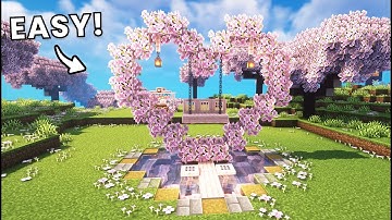 Minecraft I How to Build a Heart Shaped Swing I Cherry Blossom