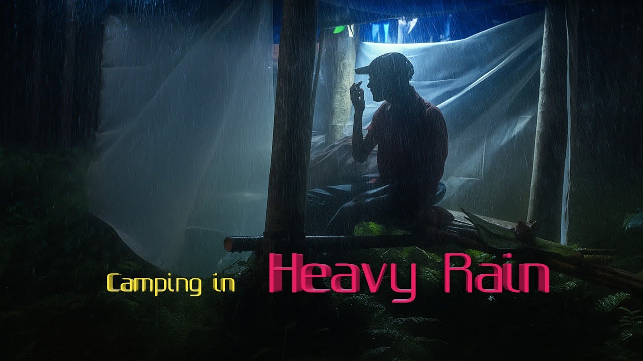 Solo Camping In Heavy Rain / Struggling to build a shelter in the Rain ...