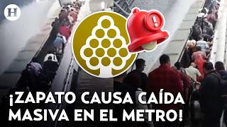 ¡Por unas agujetas desatadas! Personas caen de escaleras eléctricas en metro Miguel Ángel de Quevedo
