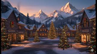 Winter Mountain Village Ambience | Sunset Christmas Town, Soft Winter Jazz For The Holidays screenshot 2