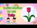 How to draw and colour Tulip step by step | Tulip drawing